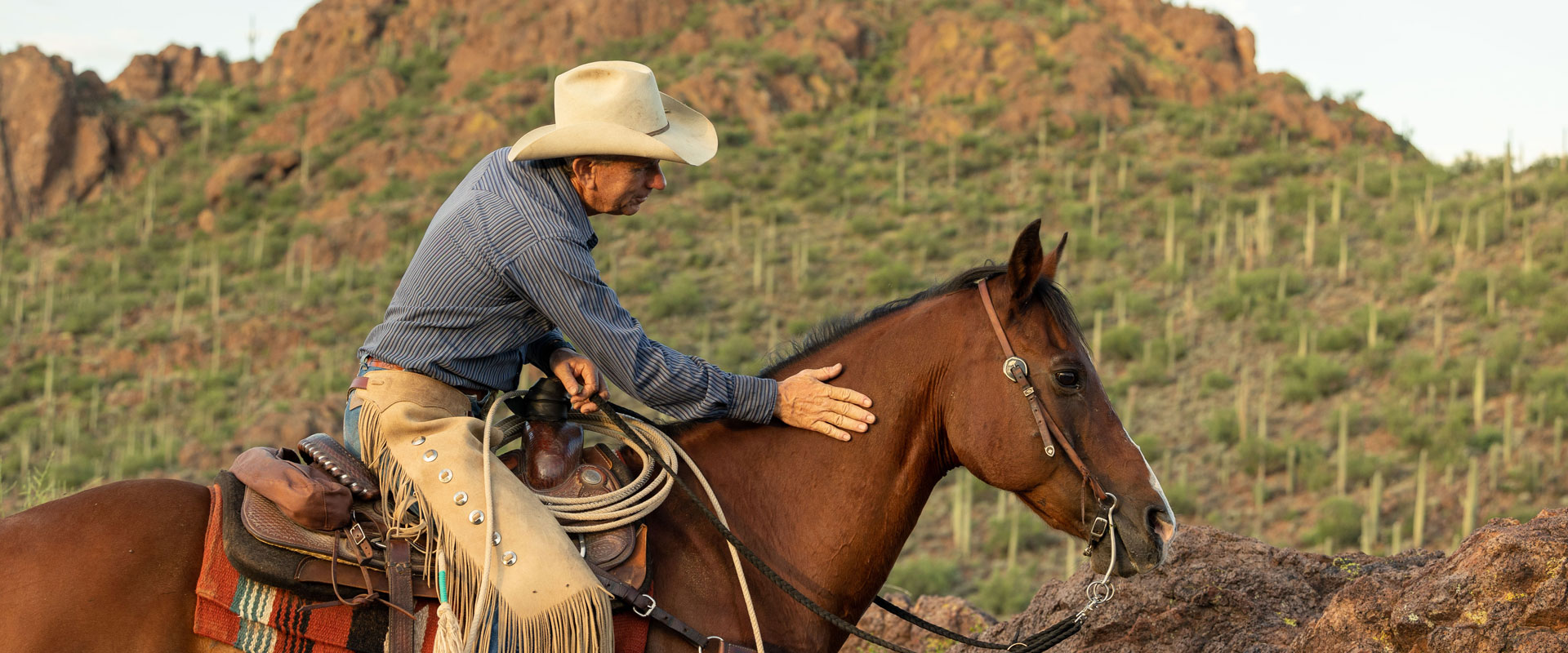 Hombre a caballo en el desierto